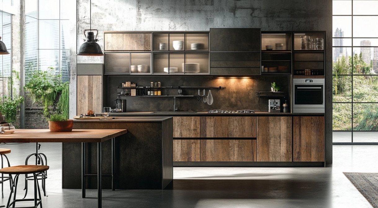 Warm & Weathered Tones PVC Kitchen Cabinets