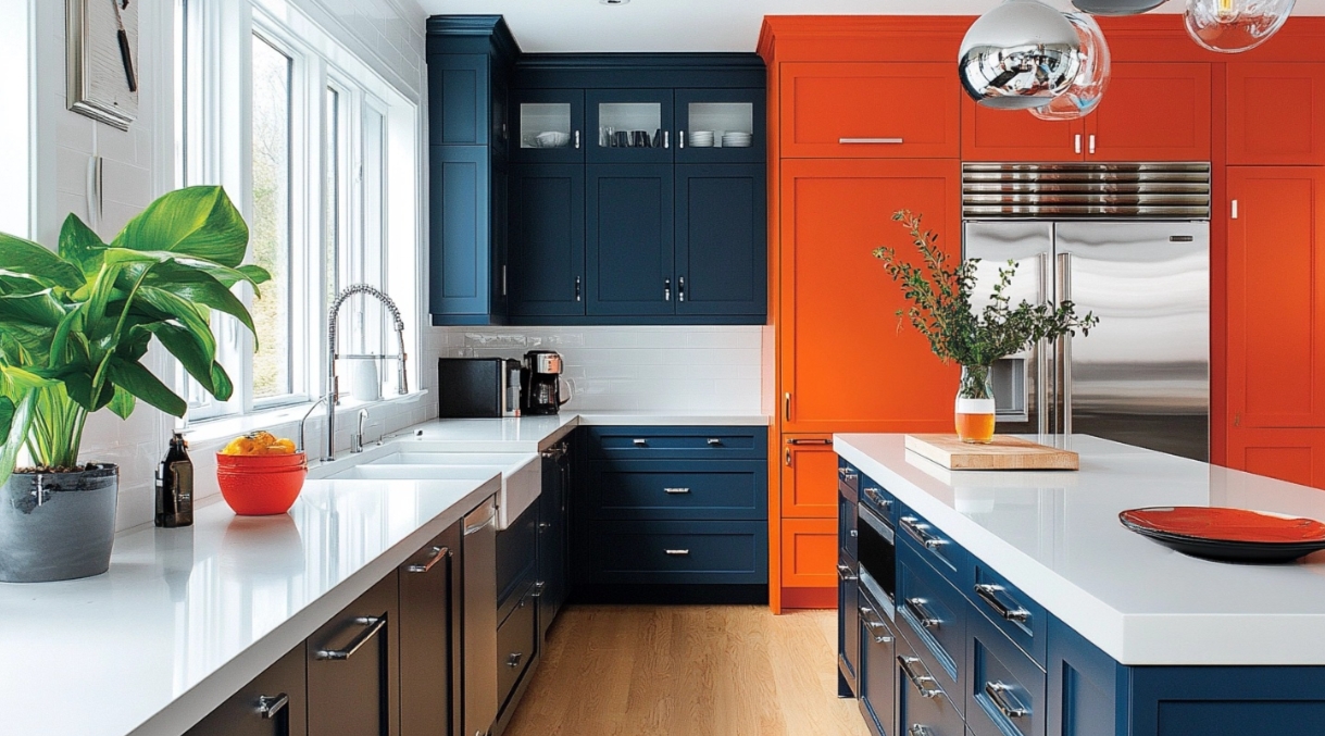 pvc kitchen cabients, Striking Color Combinations