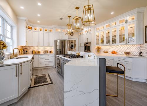 white ready to assemble cabinets with luxury kitchen design