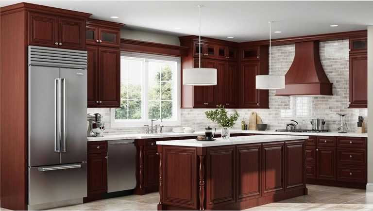 Cherry wood kitchen cabinets