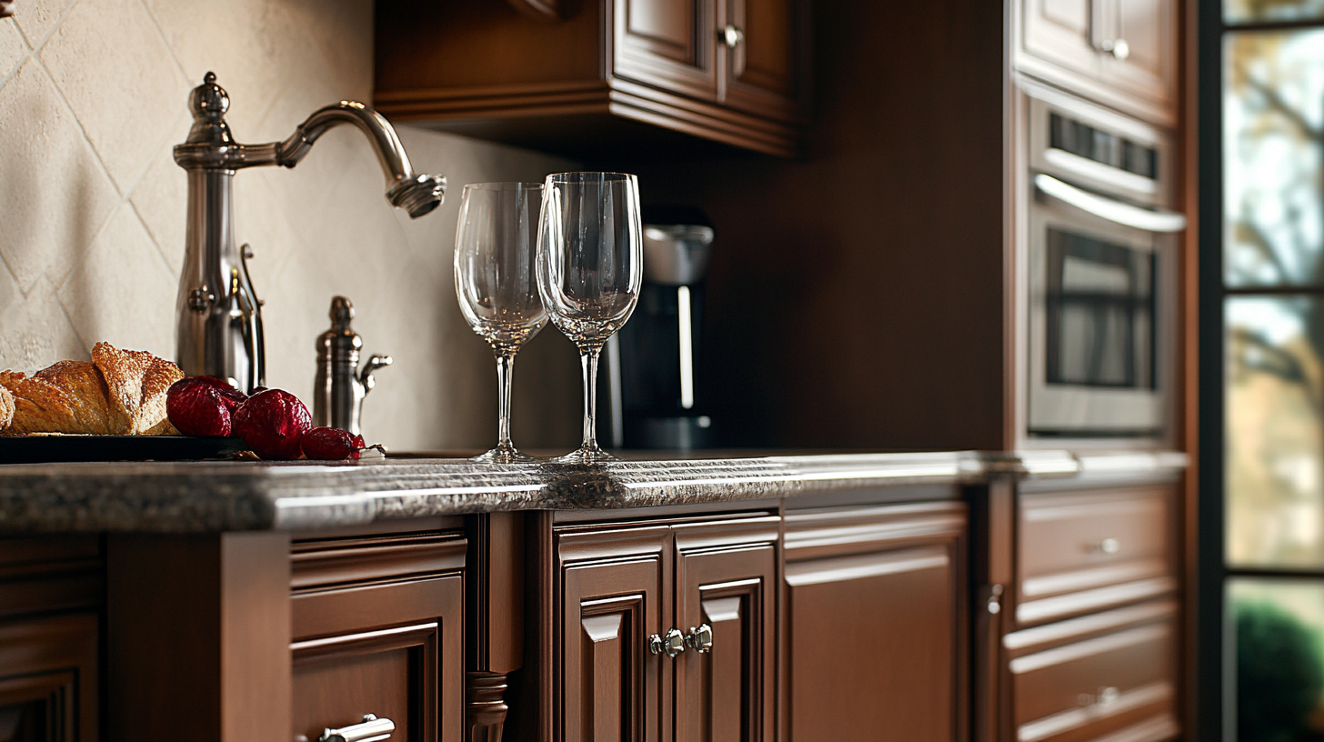 Classic Traditional RTA Cabinets with Rich Wood Finish and Decorative Details