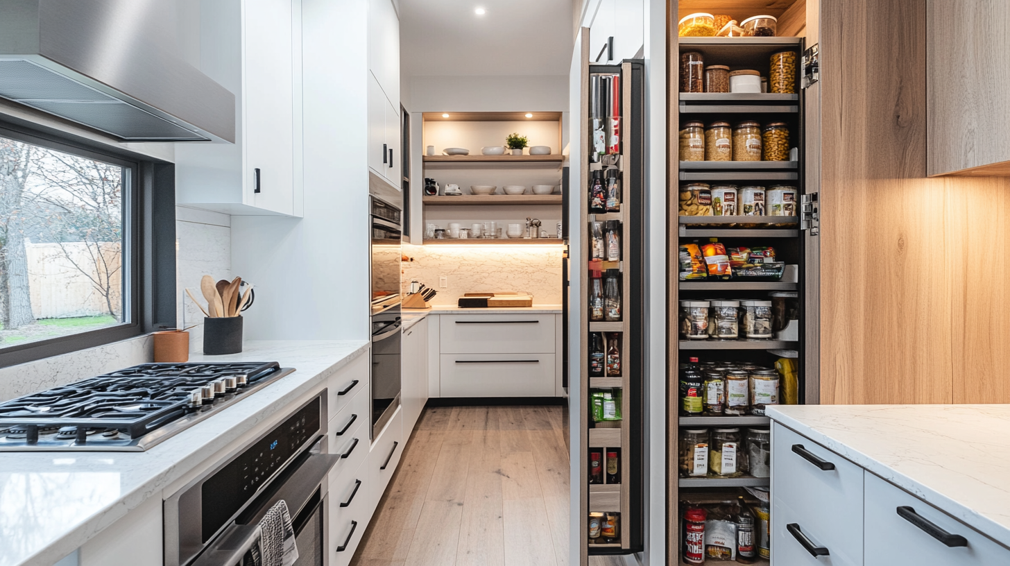 slim pantry cabinet contemporary kitchen layout storage ideas
