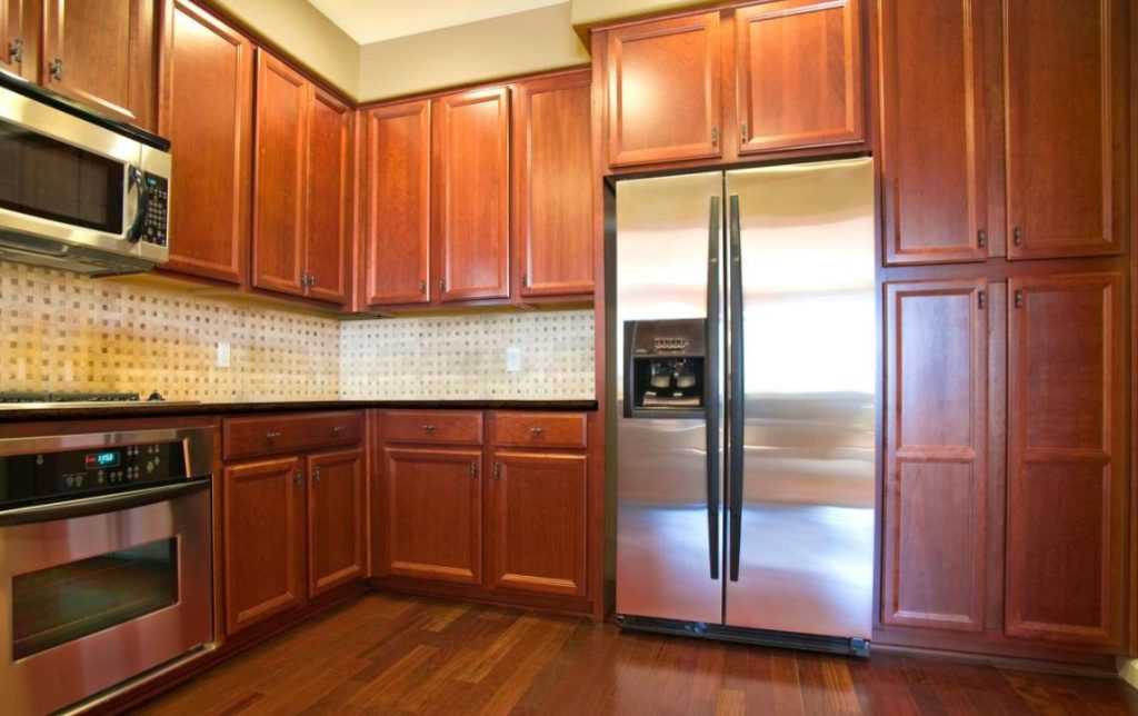 Natural wood cabinets