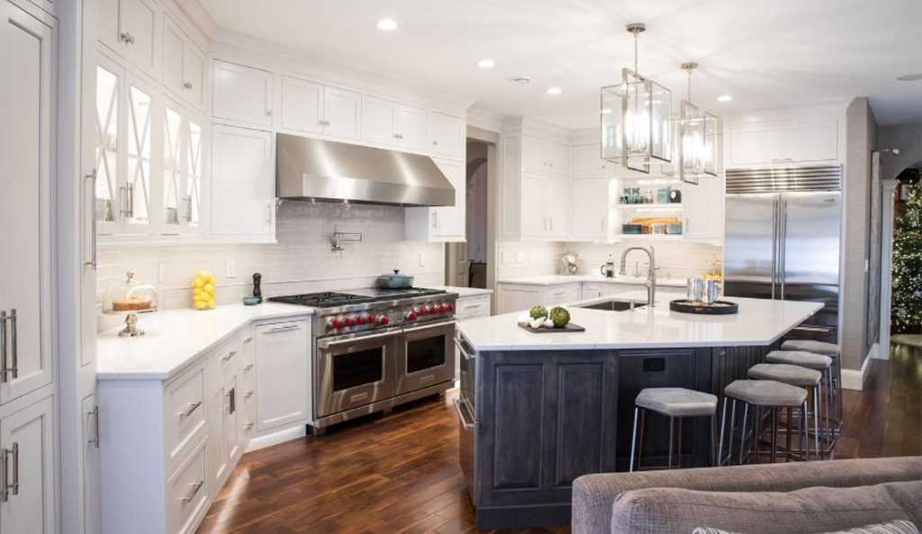 Painted wood cabinets