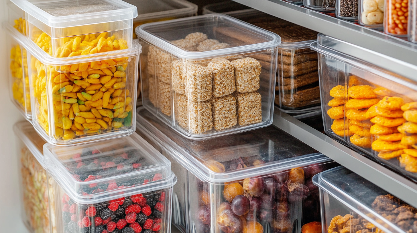 clear plastic pantry containers organized snacks dried fruits