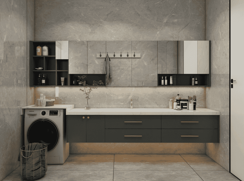 semi custom bathroom cabinet