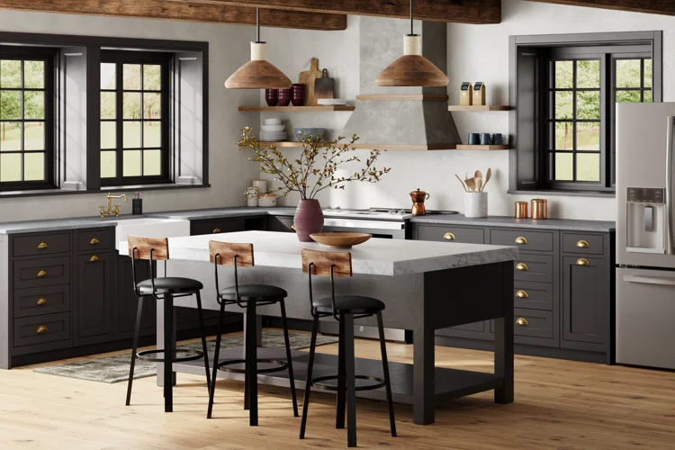 Distressed Beadboard Kitchen Cabinets