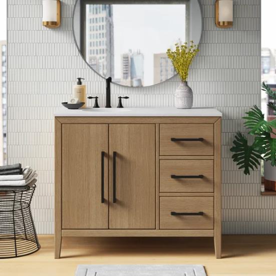 oak bathroom cabinet