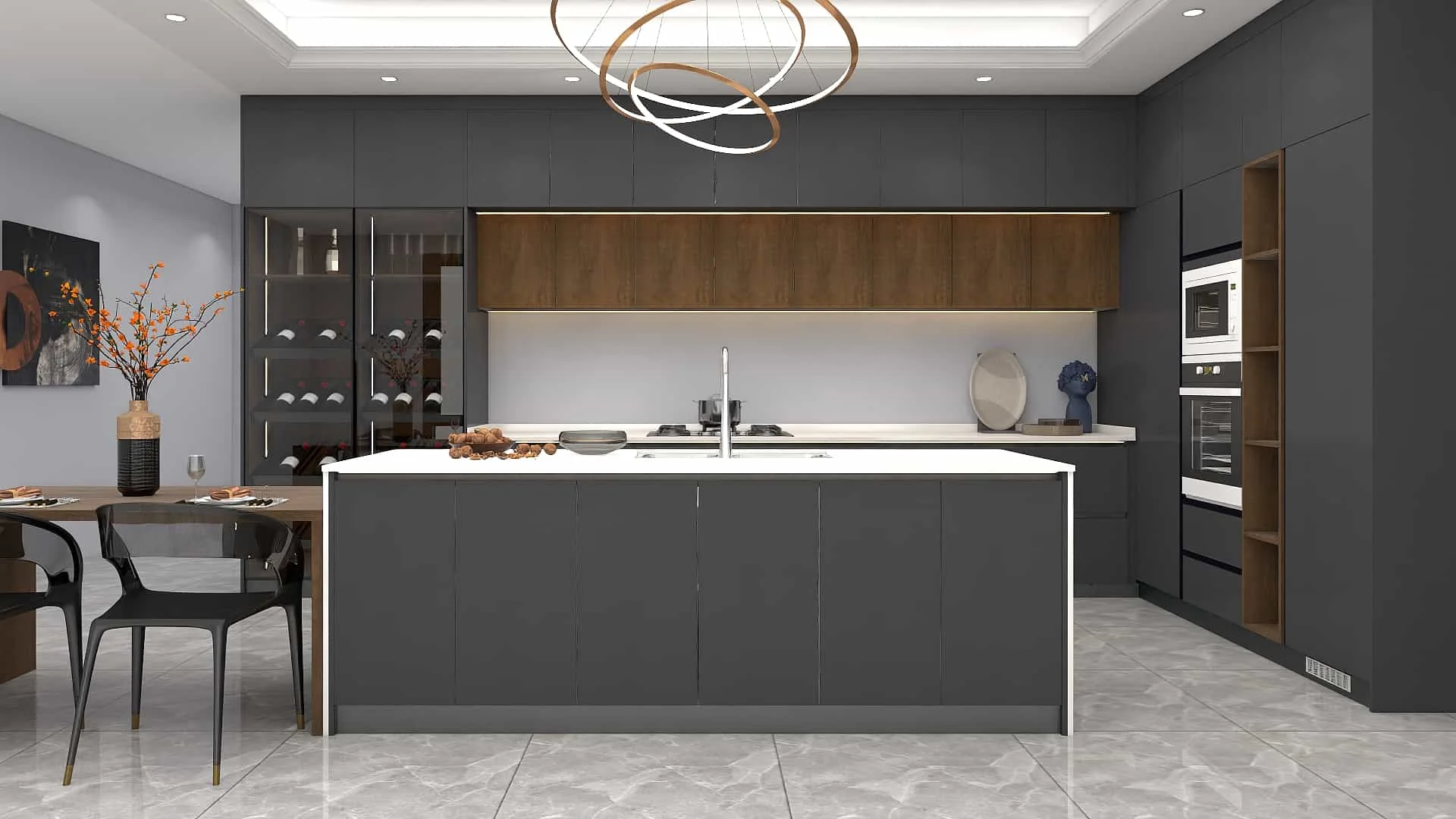 Modern Black Melamine L-shape Kitchen Cabinets 4 Modern Black Melamine L-shape Kitchen Cabinets (4)