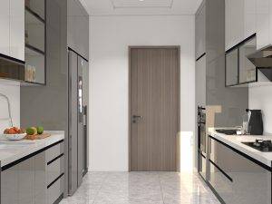 Modern Gray Lacquer Galley Kitchen Cabinet (3)