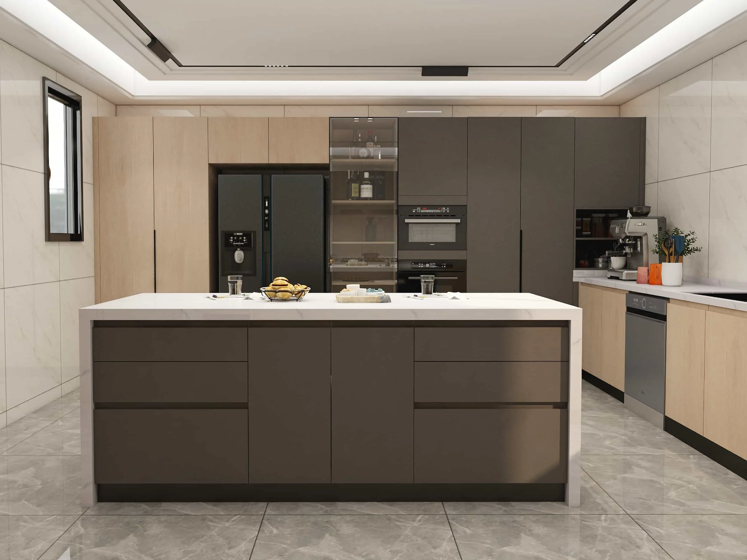 Modern Two-tone U-shape Melamine Kitchen Cabinets 7 Modern Two-tone U-shape Melamine Kitchen Cabinets (4)