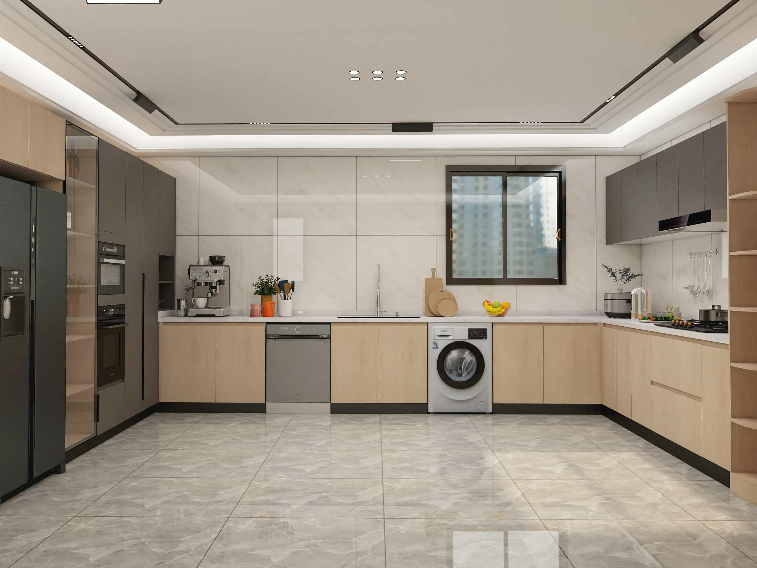 Modern Two-tone U-shape Melamine Kitchen Cabinets 5 Modern Two-tone U-shape Melamine Kitchen Cabinets (6)