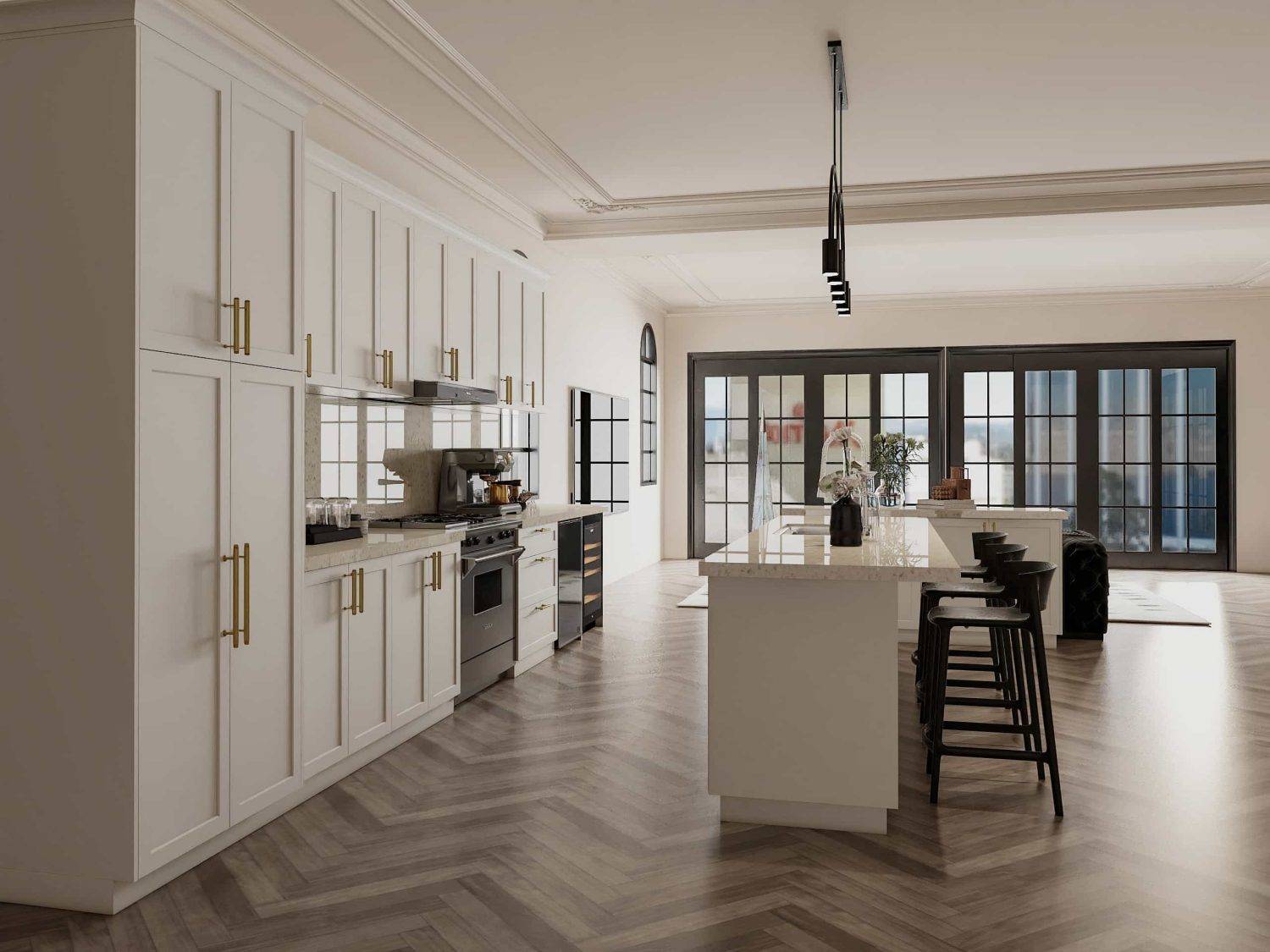 Modern White Lacquer Shaker Kitchen Cabinets (1)
