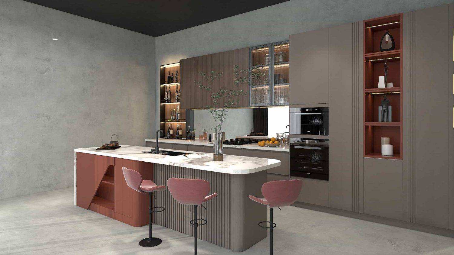 lacquer twotone island modern 4