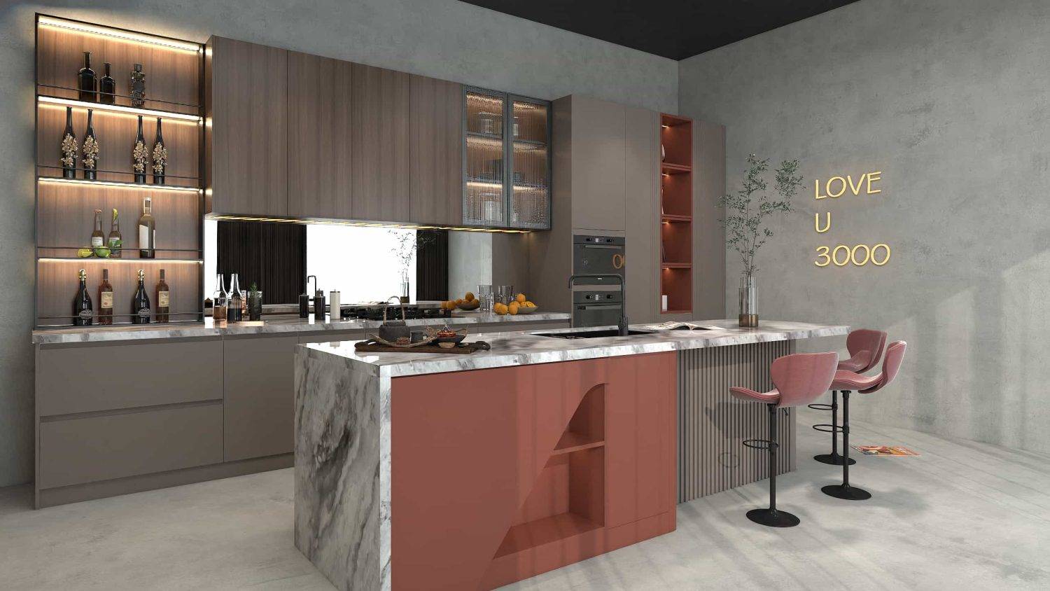 lacquer twotone island modern 6