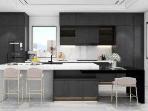 What Are The Pros And Cons of Dark Wood Kitchen Cabinets? 4 Black Modern One Wall Kitchen Cabinets