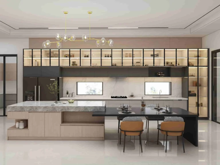 Black Modern Showcase One-Wall Kitchen Cabinets (1)