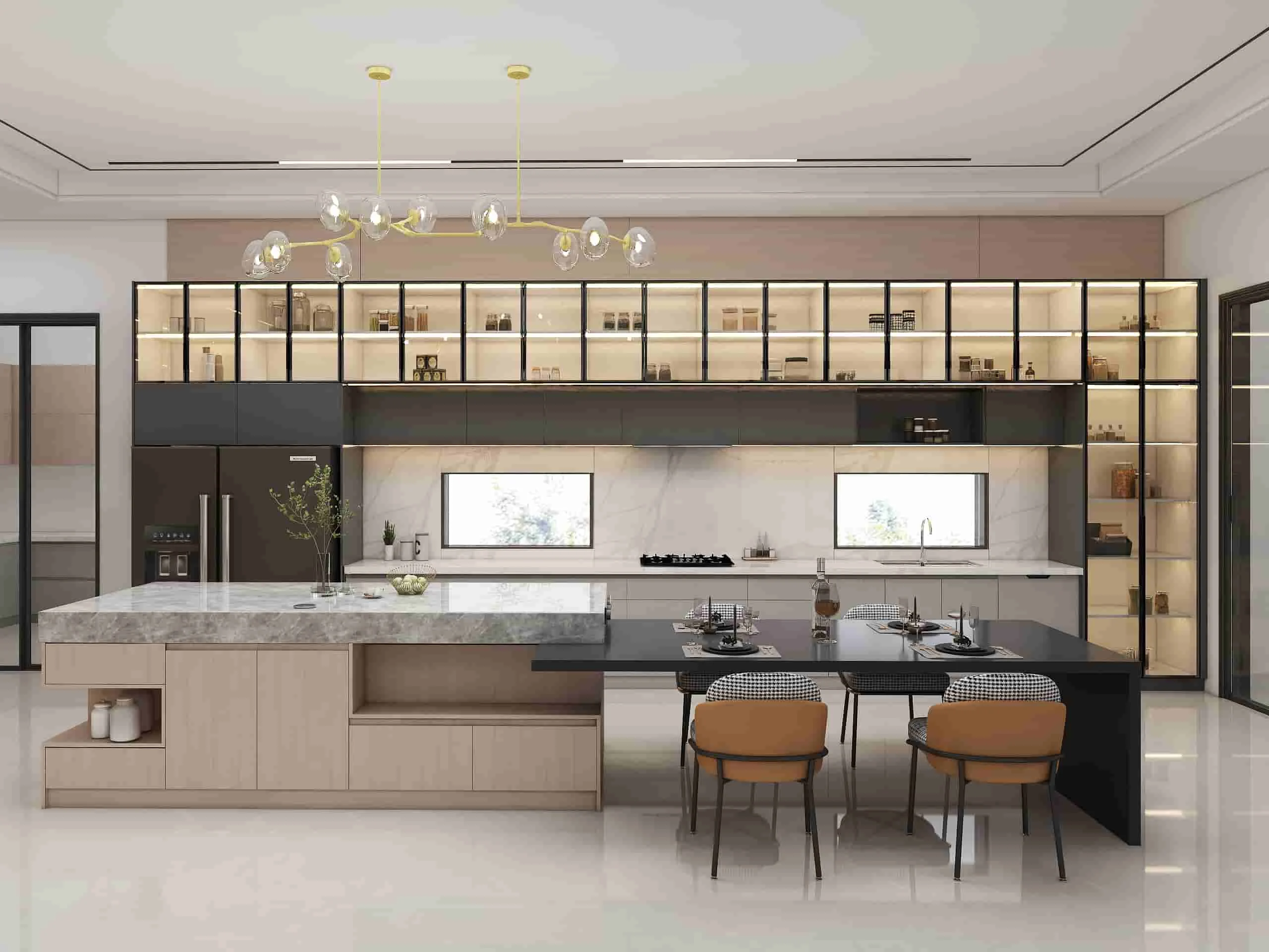 Black Melamine Modern Showcase One-Wall Kitchen Cabinets 1 Black Modern Showcase One-Wall Kitchen Cabinets (1)