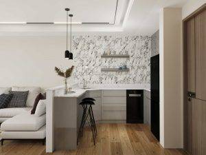 Gray Modern U Shaped Small Kitchen Cabinets