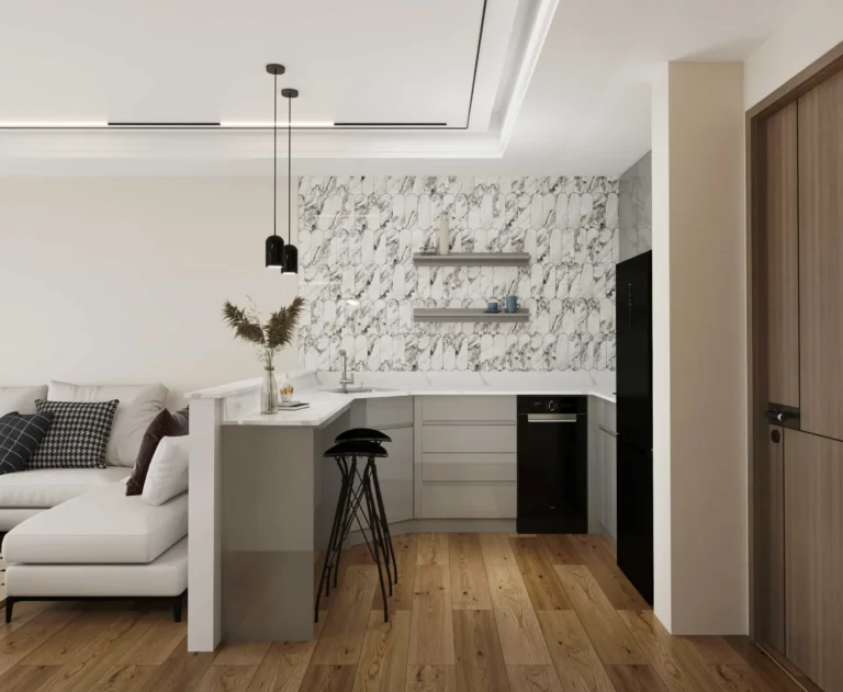 Gray Modern U Shaped Small Kitchen Cabinets