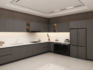 Modern Black Lacquer L Shaped Kitchen Cabinets