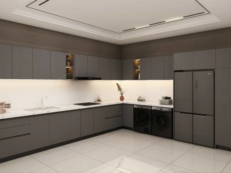 Modern Black Lacquer L Shaped Kitchen Cabinets