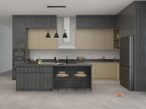 What Color Cabinets Go With Black Appliances? 7 Modern Black and Wood L Shaped Kitchen Cabinets