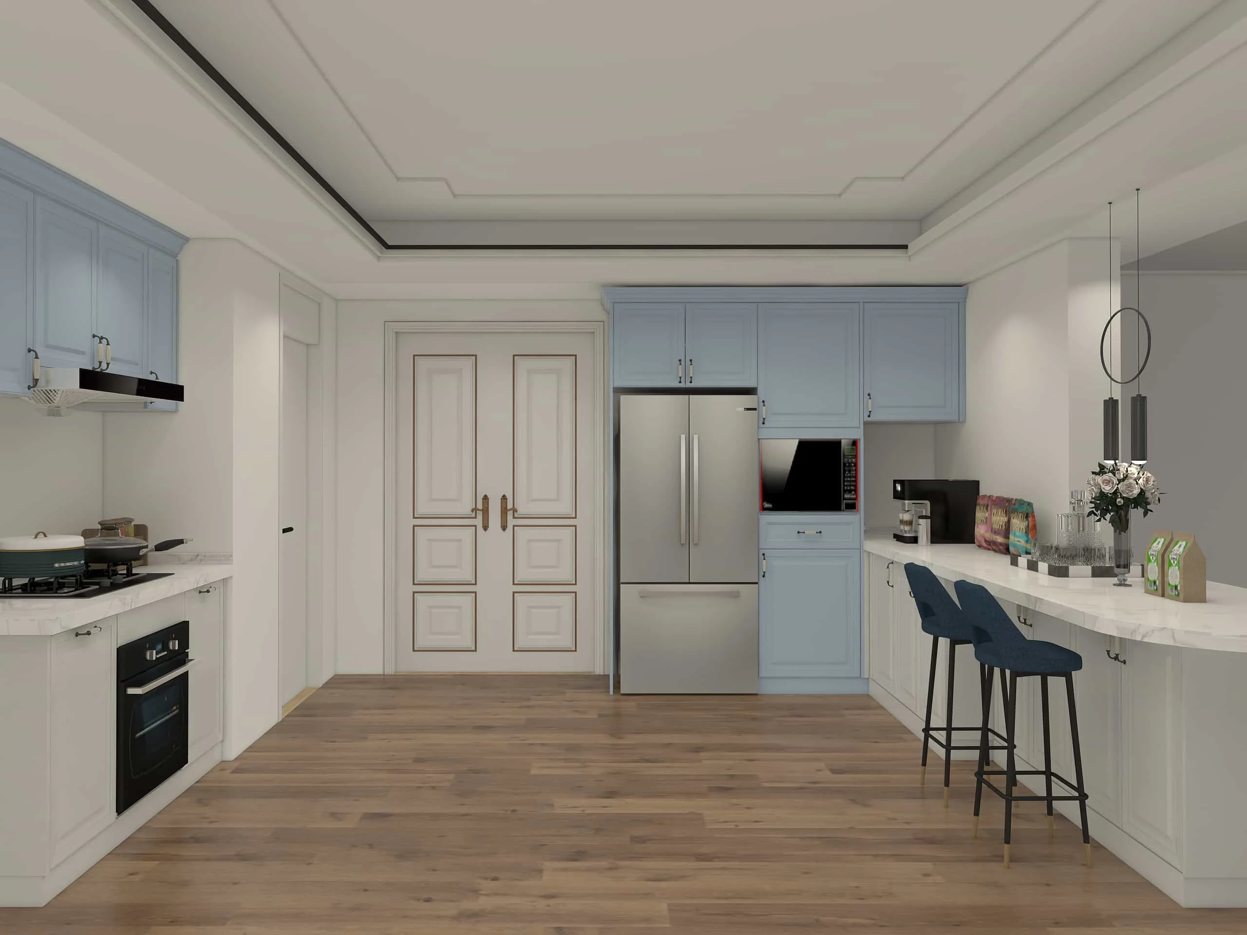 Modern Blue and White Shaker Kitchen Cabinets 3 Modern Blue and White Shaker Kitchen Cabinets