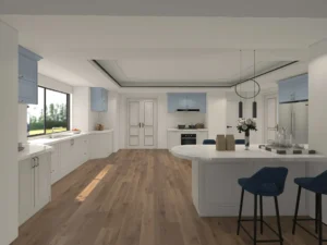 Modern Blue and White Shaker Kitchen Cabinets