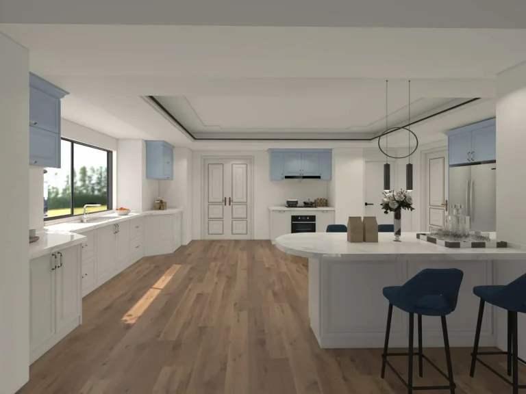 Modern Blue and White Shaker Kitchen Cabinets