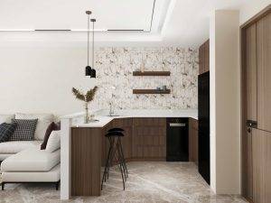 Modern Brown U Shaped Small Kitchen Cabinets