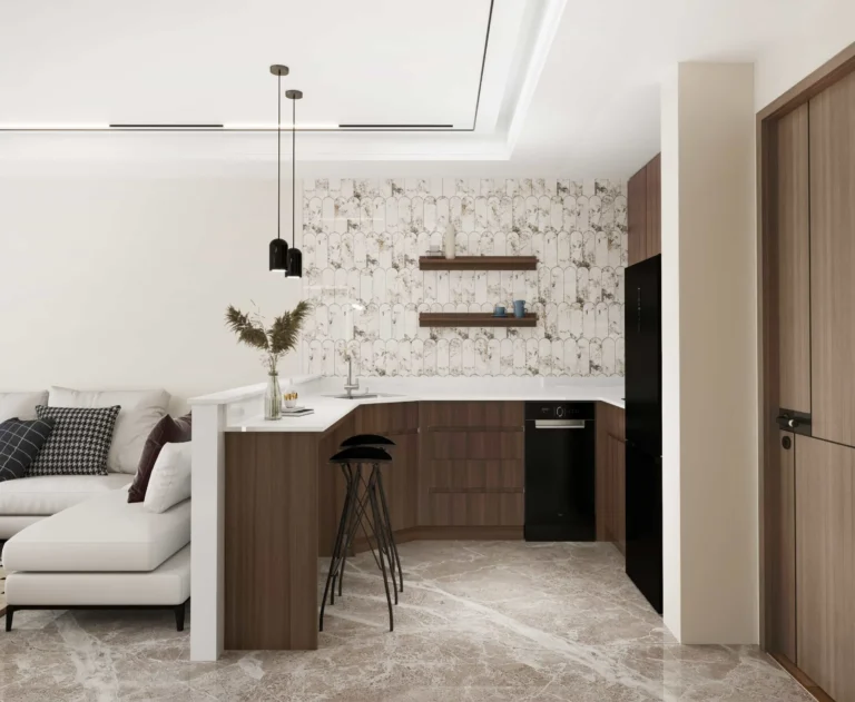 Modern Brown U Shaped Small Kitchen Cabinets