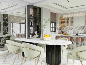 Modern Elegant Marble-Accented Kitchen Cabinets (4)