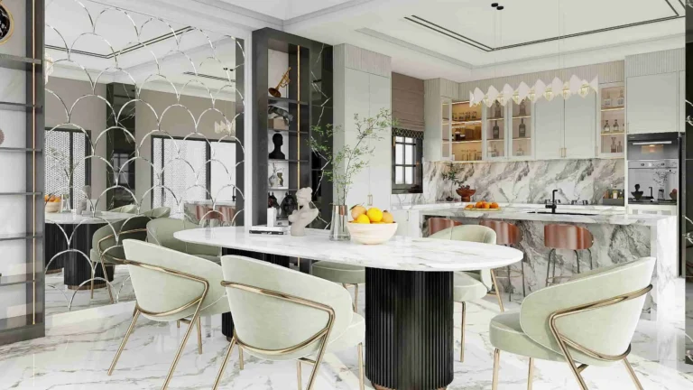 Modern Elegant Marble-Accented Kitchen Cabinets (4)