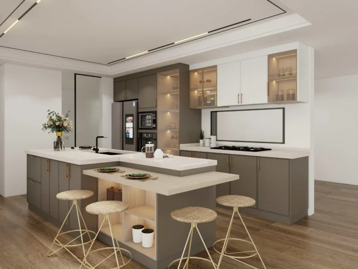 Modern Functional Open Shelving in Kitchen Cabinets