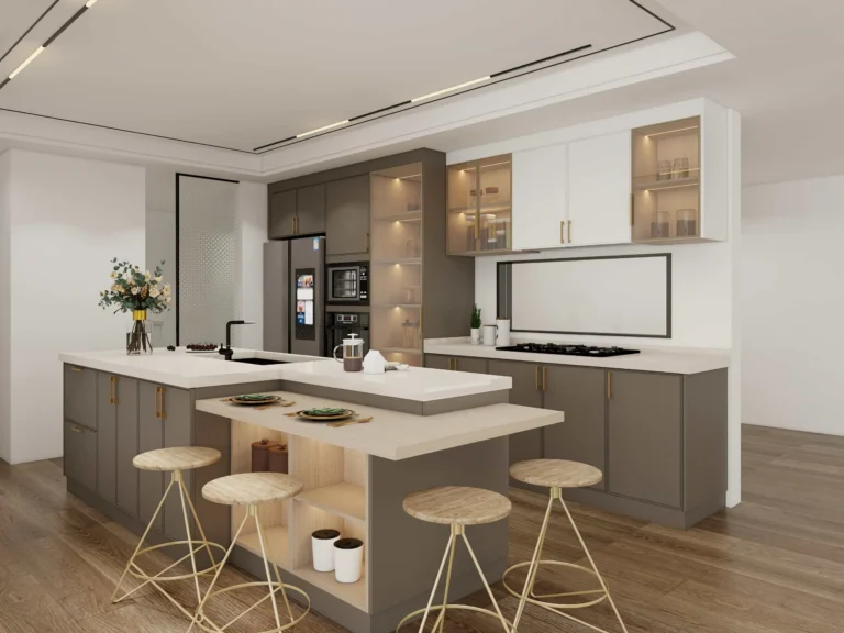 Modern Functional Open Shelving in Kitchen Cabinets