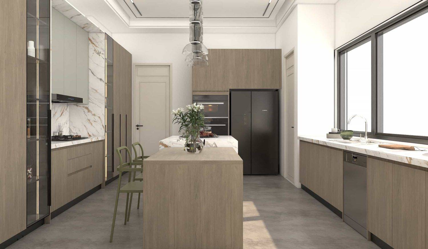 Modern Gallery Wood Veneer Kitchen Cabinets 2 Modern Gallery Wood Kitchen Cabinets