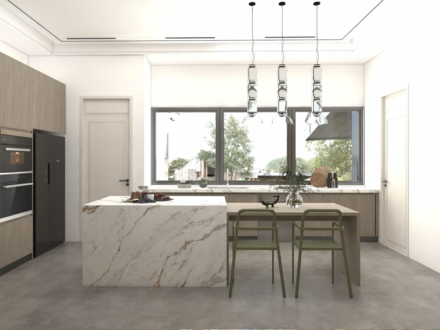 Gabinetes de cocina de madera de galería modernos