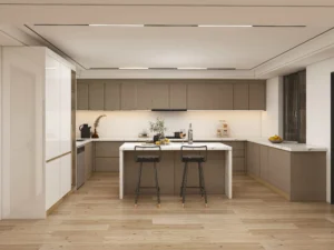 Modern Warm U Shaped Kitchen Cabinets