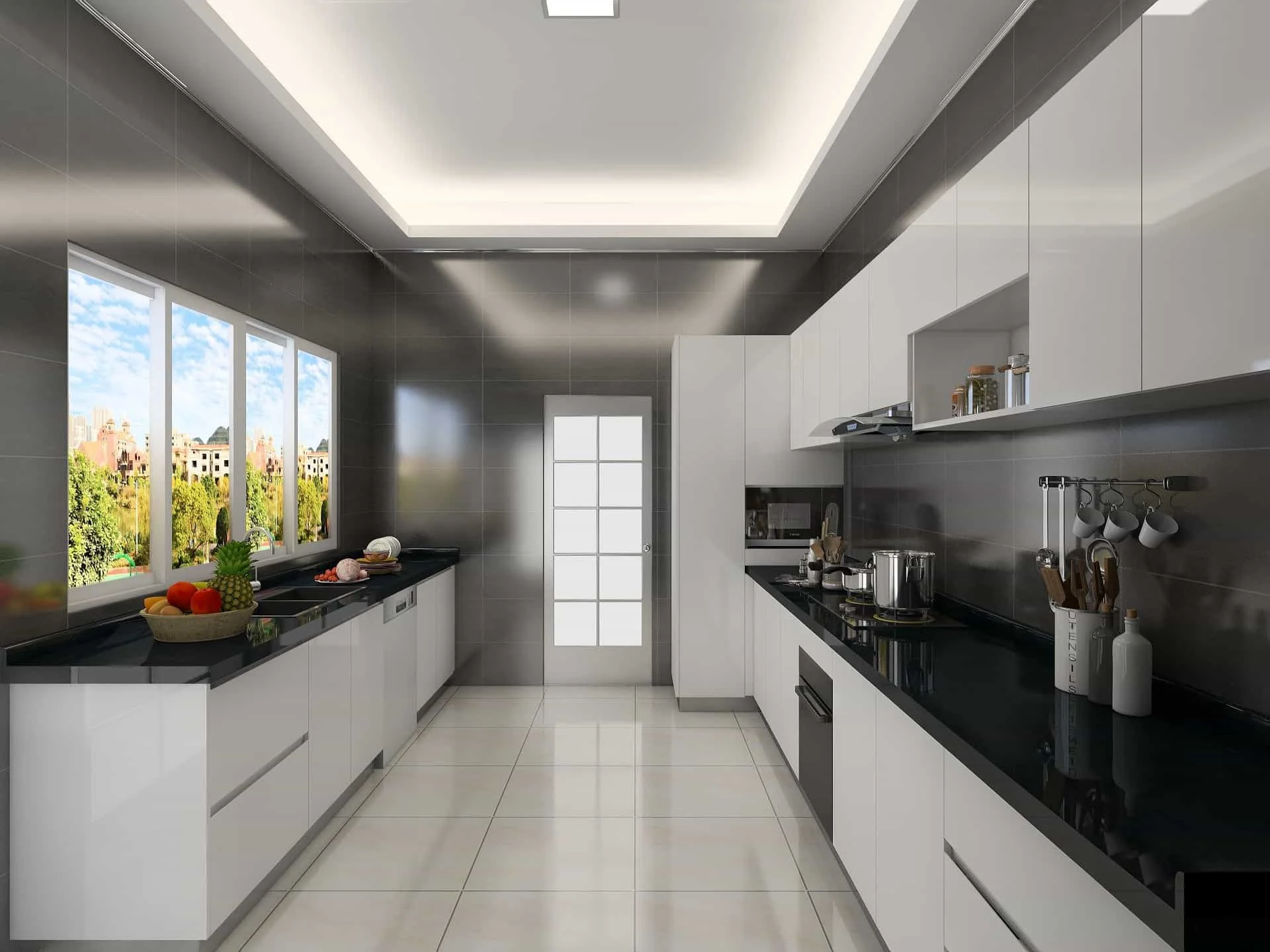 Modern White Lacquer Gallery Kitchen Cabinets 1 Modern White Lacquer Gallery Kitchen Cabinets (1)
