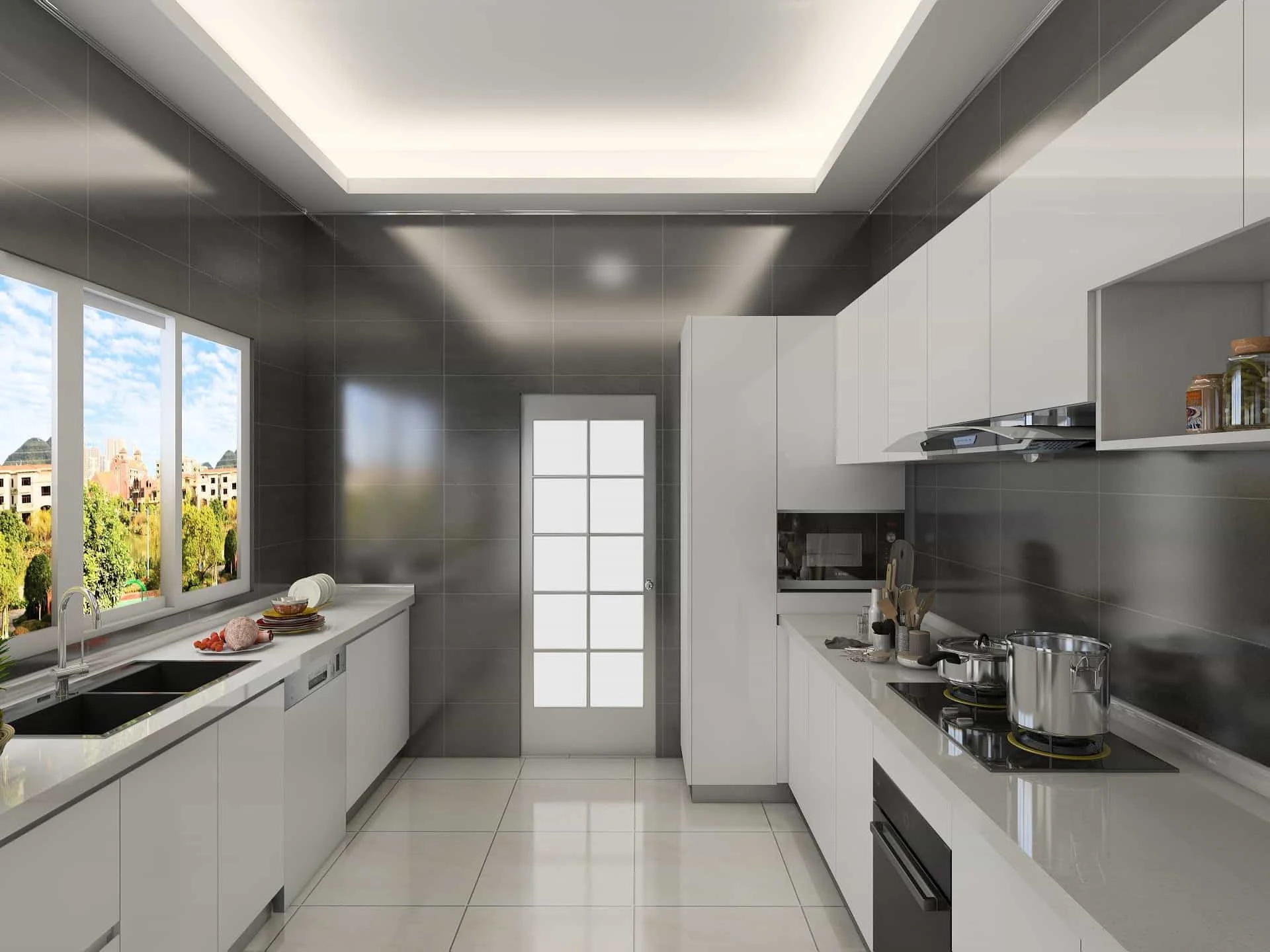 Modern White Lacquer Gallery Kitchen Cabinets 4 Modern White Lacquer Gallery Kitchen Cabinets (4)