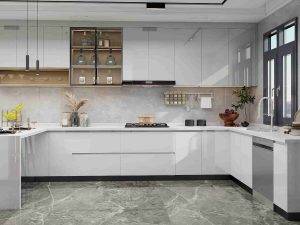 Modern White Lacquer U Shaped Kitchen Cabinets