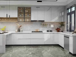 Modern White Lacquer U Shaped Kitchen Cabinets