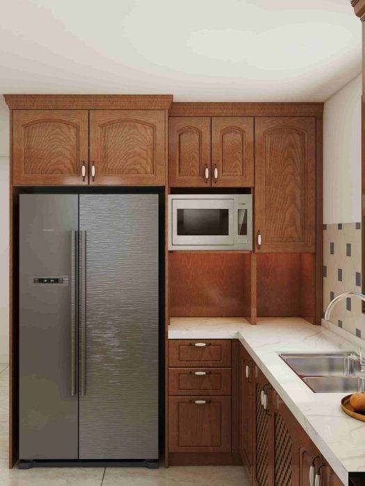 Tradiational Brown U Shaped Kitchen Cabinets