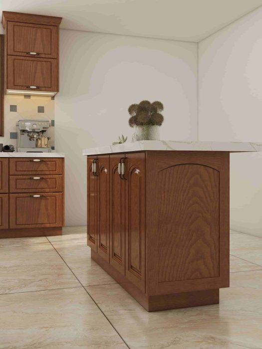 Tradiational Brown U Shaped Kitchen Cabinets