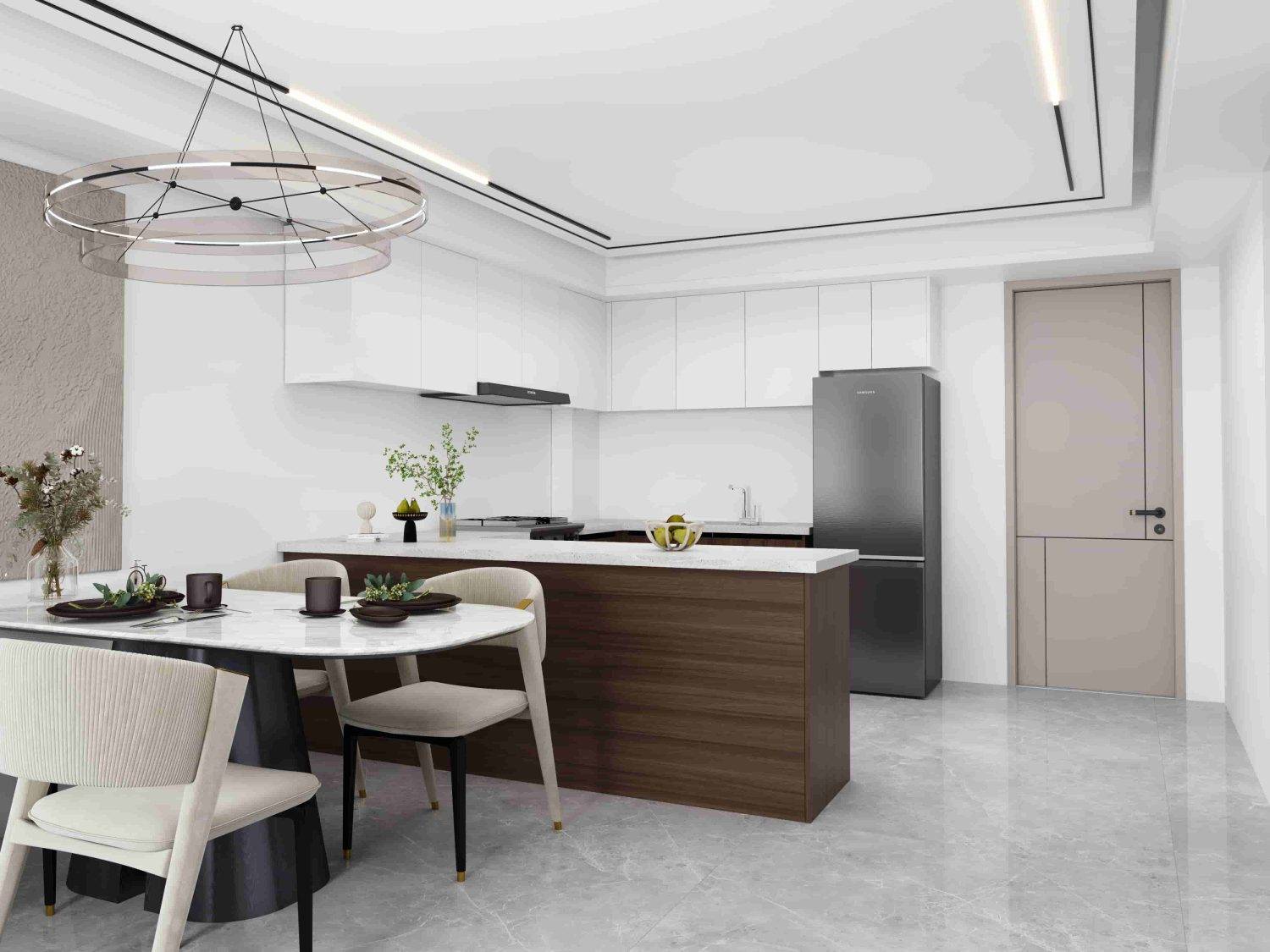 Traditional Brown and White U-Shaped Small Kitchen Cabinets 2 Traditional Brown and White U-Shaped Small Kitchen Cabinets