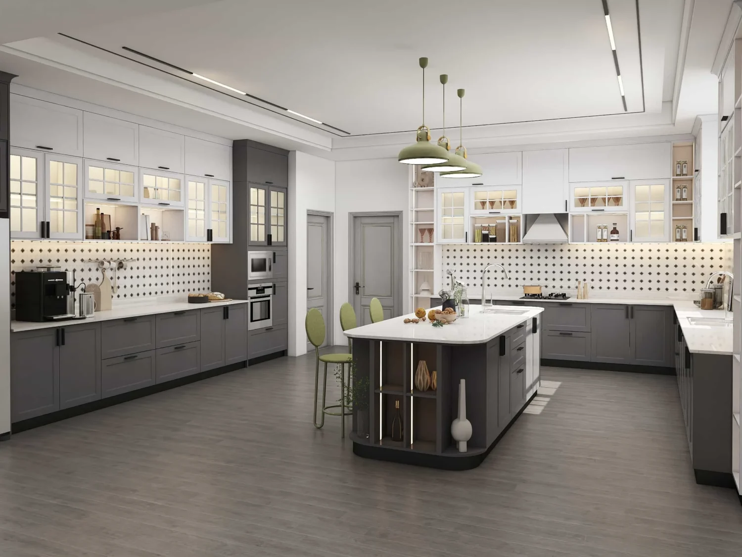Traditional Farmhouse Two-tone Shaker L-shaped Kitchen Cabinets (3)