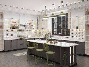 Traditional Farmhouse Two-tone Shaker L-shaped Kitchen Cabinets (4)