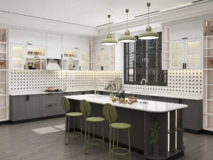 Traditional Farmhouse Two-tone Shaker L-shaped Kitchen Cabinets (4)