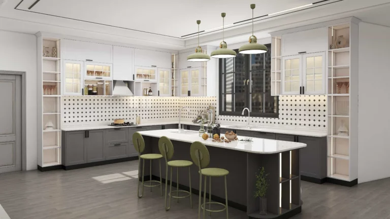 Traditional Farmhouse Two-tone Shaker L-shaped Kitchen Cabinets (4)